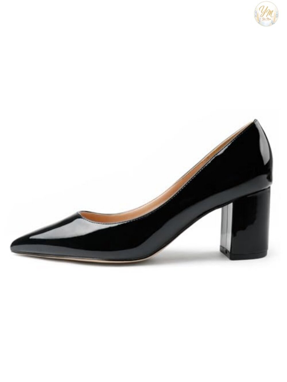 Pointed Toe Chunky Block Heel Pumps Business Casual Pull-On